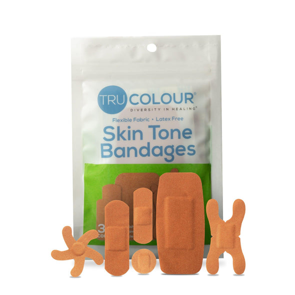 Tru-Colour Skin Tone Assorted Bandages: Olive Single Bag (30-Count, Green Bag) - Tru-Colour Bandages