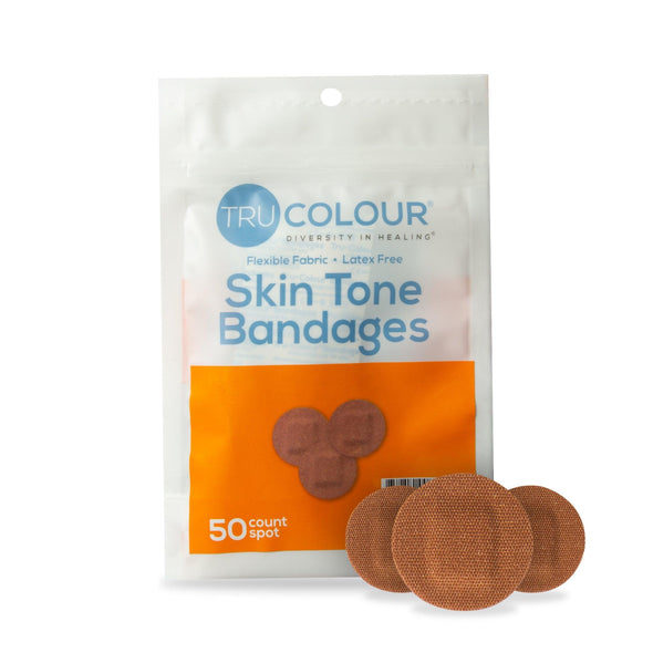 Tru-Colour Skin Tone Spot Bandages: Brown Single Bag (50-Count, Orange Bag) - Tru-Colour Bandages
