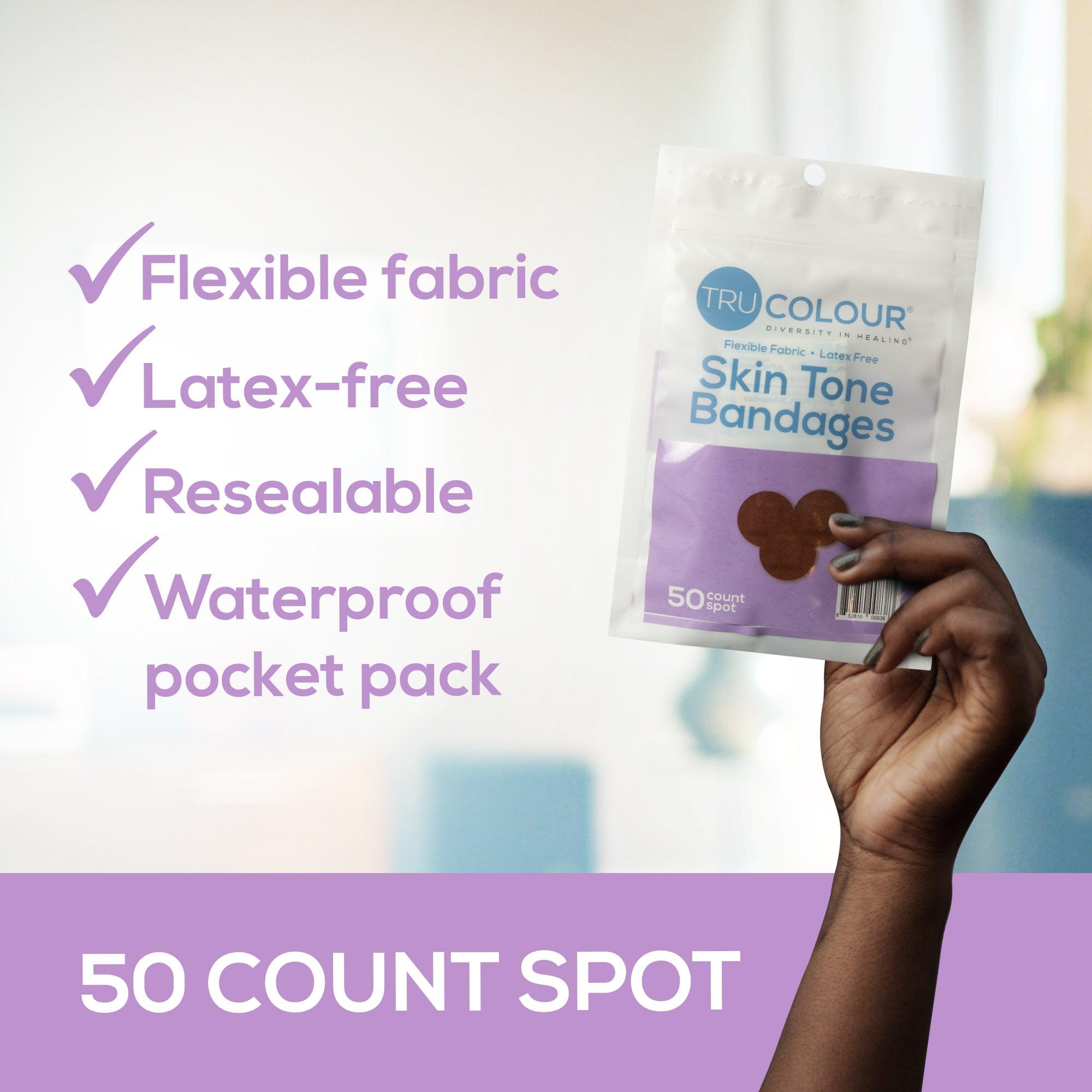 TruColour Skin Tone Spot Bandages: Dark Brown Single Bag (50-Count