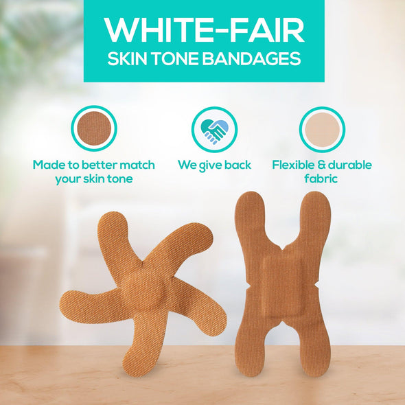 Tru-Colour Skin Tone Fingertip & Knuckle Bandages: Beige Single Bag (20-Count, Aqua Bag) - Tru-Colour Bandages
