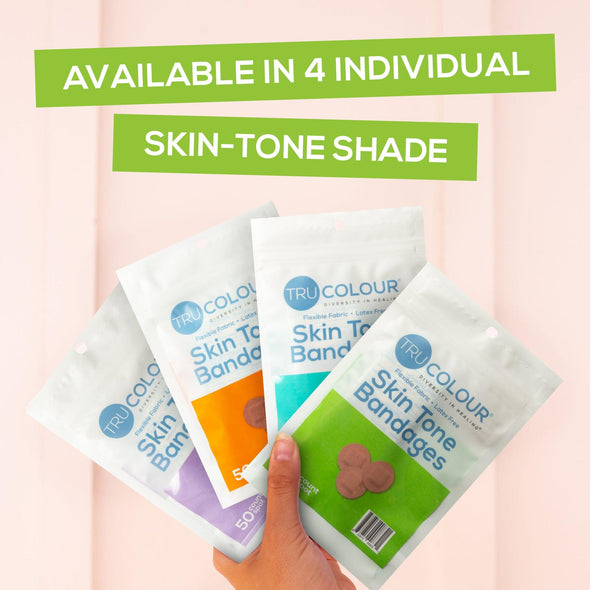 Tru-Colour Skin Tone Spot Bandages: Olive Single Bag (50-Count, Green Bag) - Tru-Colour Bandages