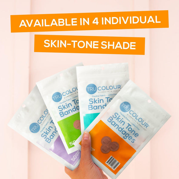 Tru-Colour Skin Tone Spot Bandages: Brown Single Bag (50-Count, Orange Bag) - Tru-Colour Bandages